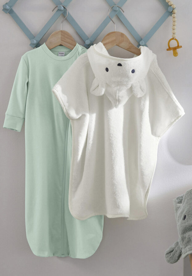 hessnatur Baby Frottee Poncho aus Bio-Baumwolle - weiß - Größe Gr. 1 (74/86)