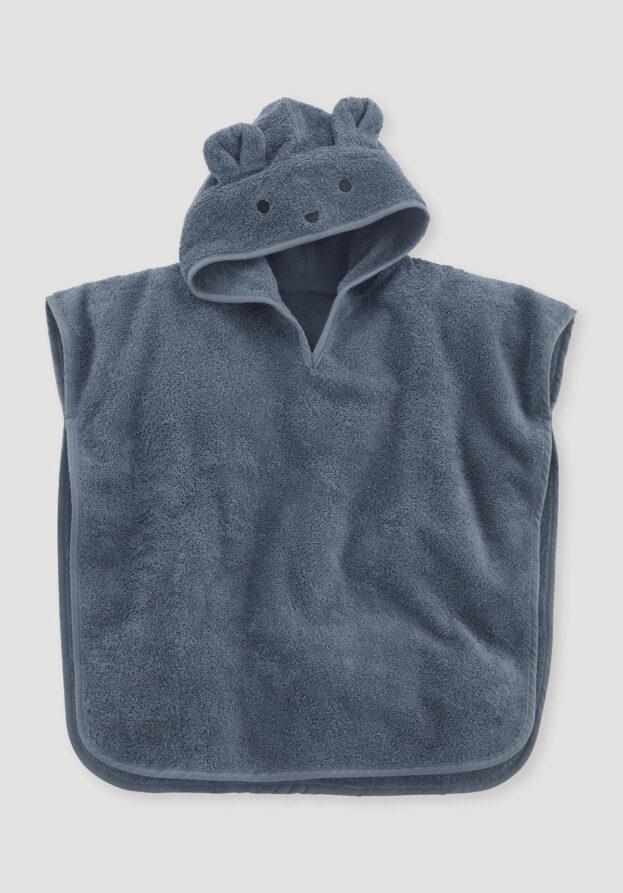 hessnatur Baby Frottee Poncho aus Bio-Baumwolle - blau - Größe Gr. 1 (74/86)