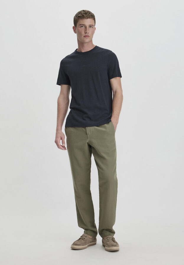 hessnatur Herren Hose ENEA Regular aus Bio-Baumwolle mit Leinen - grün - Größe 33/32