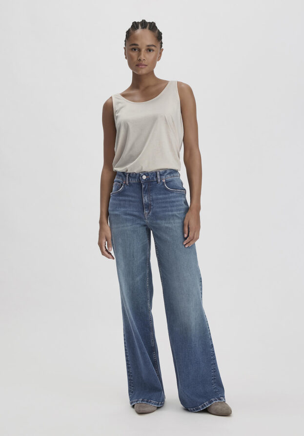 hessnatur Damen Jeans ALVA High Rise Wide Leg aus Bio-Denim - blau - Größe 30/32