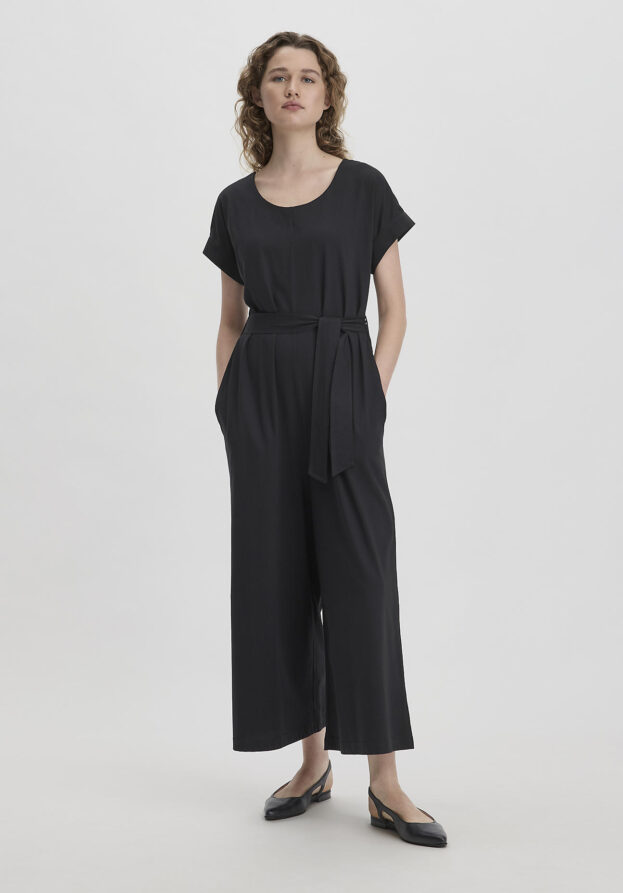 hessnatur Damen Jersey Jumpsuit Oversize aus Bio-Baumwolle - schwarz - Größe 48