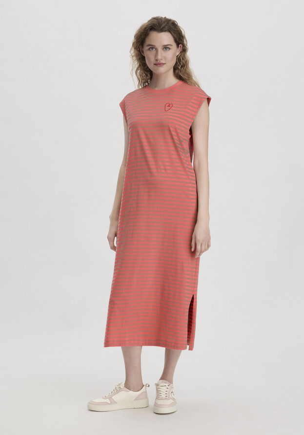 hessnatur Damen Jersey Kleid Midi Regular aus Bio-Baumwolle - rot - Größe 44
