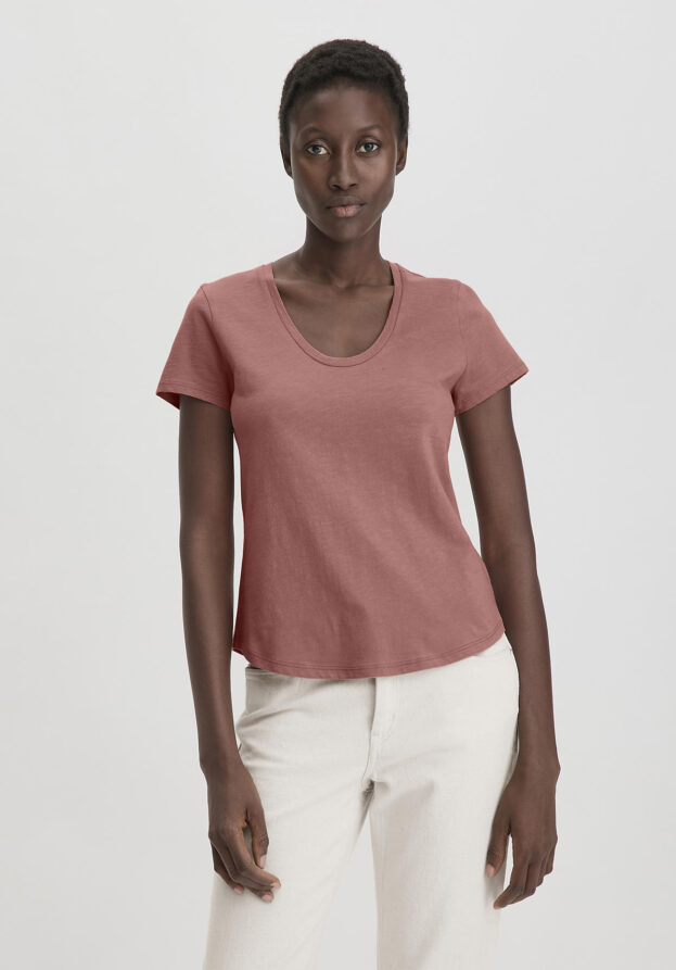 hessnatur Damen Jersey Slub T-Shirt Regular aus Bio-Baumwolle - braun - Größe 34