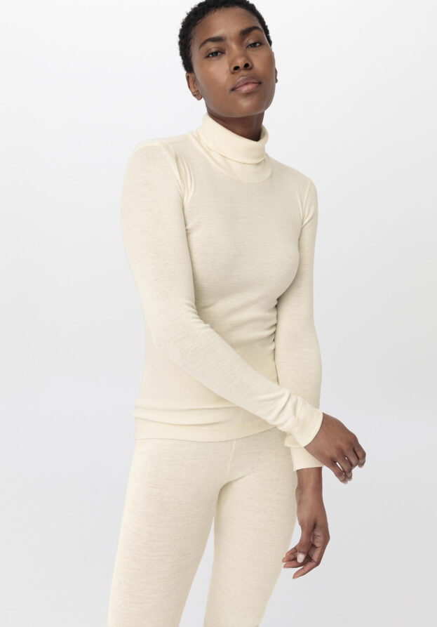 hessnatur Damen Merino Langarmshirt SILK & WARM TOUCH - natur - Größe 48