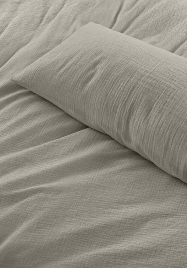 hessnatur Musselin Bettwäsche-Set aus Bio-Baumwolle - beige - Größe 240x220 / 2x80x80 cm