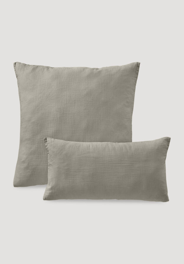 hessnatur Musselin Kissenbezug aus Bio-Baumwolle - beige - Größe 40x80 cm