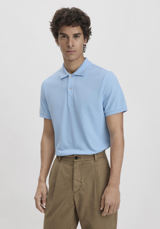 hessnatur Herren Piqué Polo Regular aus Bio-Baumwolle - blau - Größe 48