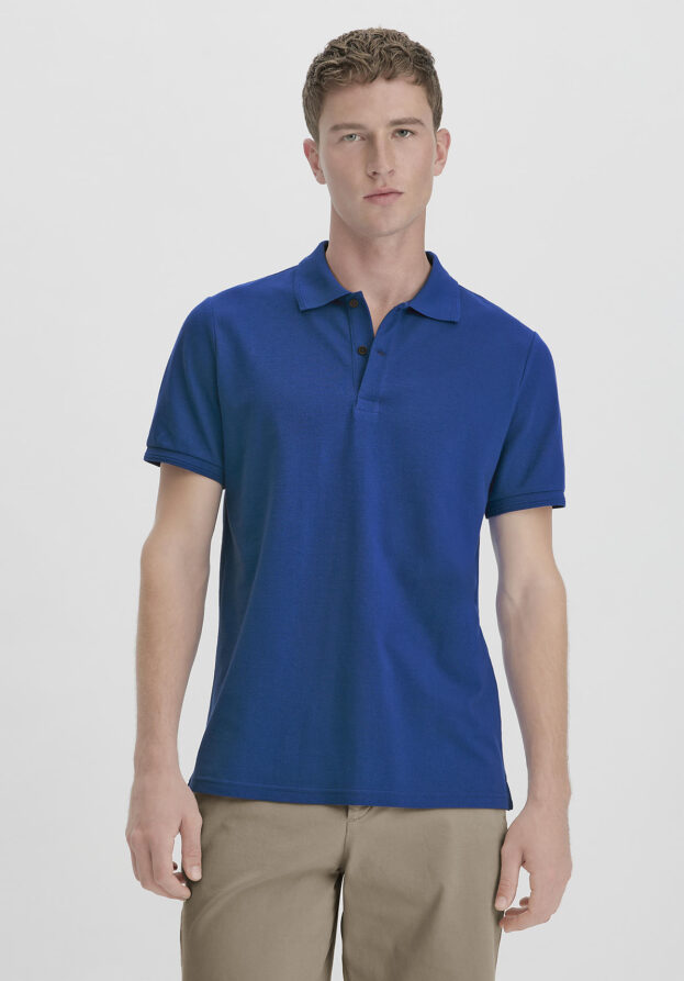 hessnatur Herren Piqué Polo Regular aus Bio-Baumwolle - blau - Größe 48