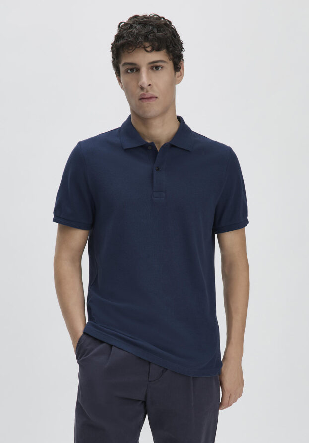 hessnatur Herren Piqué Polo Regular aus Bio-Baumwolle - blau - Größe 48