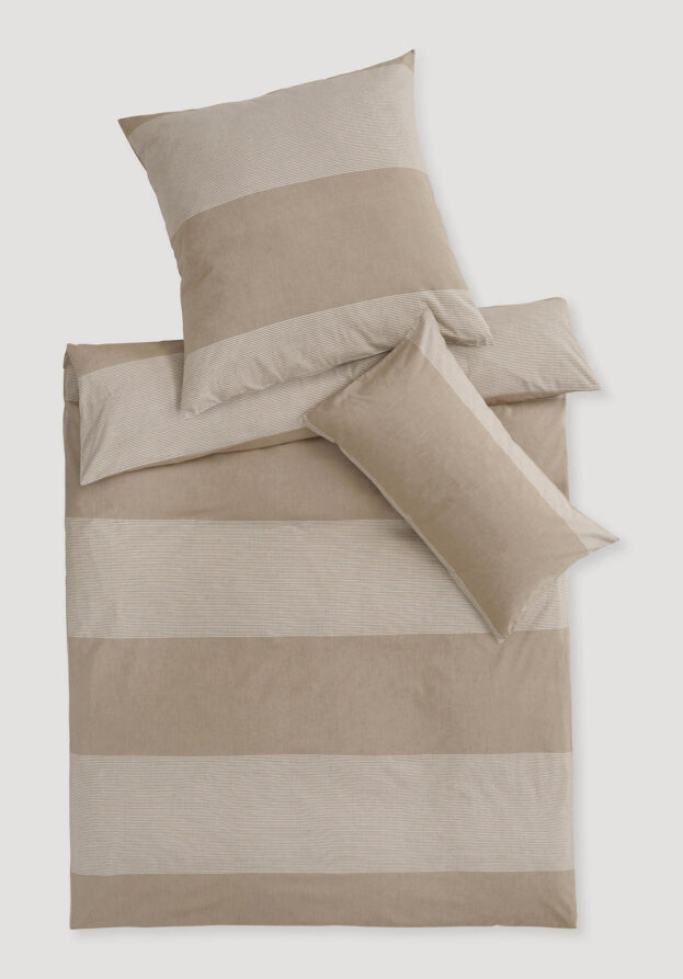 hessnatur Renforcé Bettwäsche-Set RENA aus Bio-Baumwolle - beige - Größe 155x220 / 40x80 cm