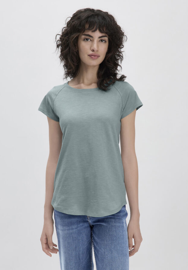 hessnatur Damen Slub Shirt Regular aus Bio-Baumwolle - grün - Größe 34