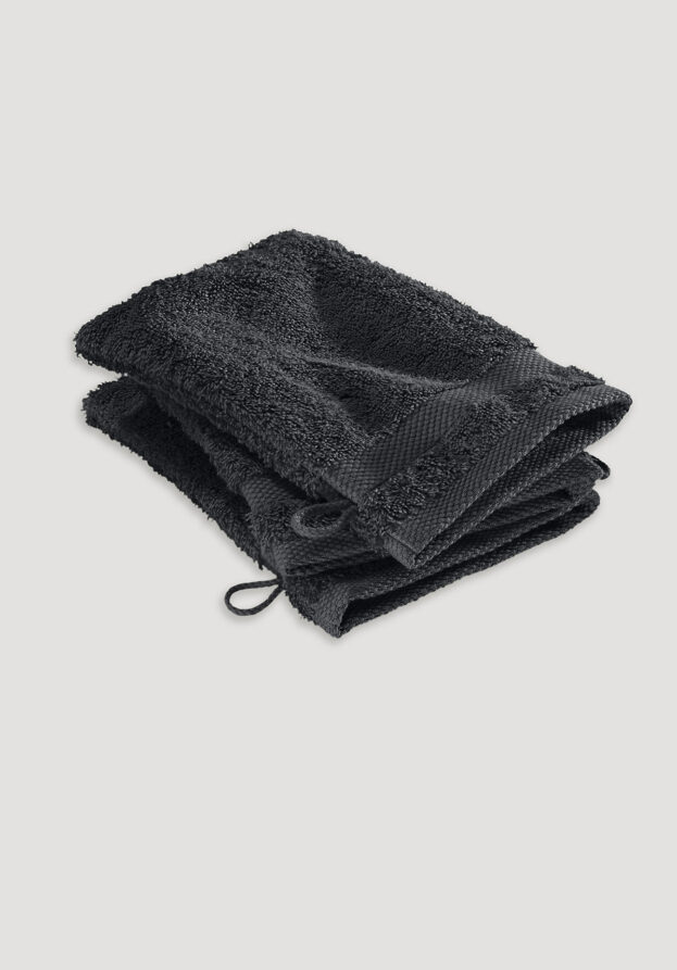 hessnatur Waschhandschuh im 3er-Pack aus Bio-Baumwolle - schwarz - Größe 15x20 cm