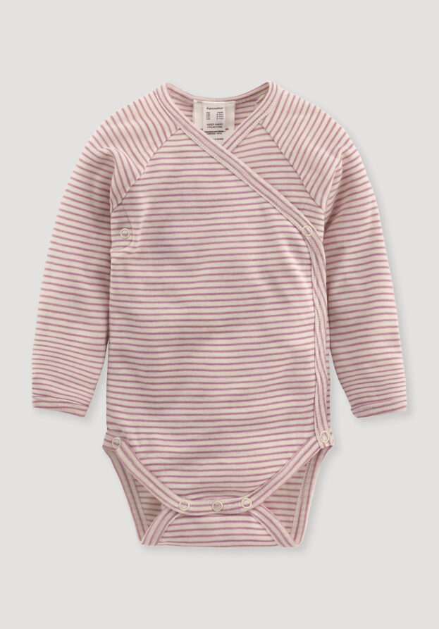 hessnatur Baby Wickel-Body Langarm Slim aus Bio-Merinowolle mit Seide - rosa - Größe 86/92
