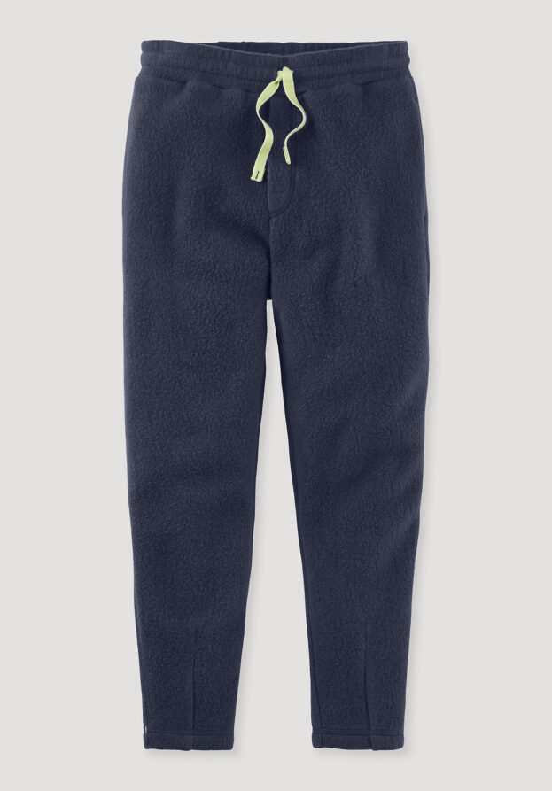 hessnatur Kinder Fleece Hose Regular aus Bio-Baumwolle - blau - Größe 158/164