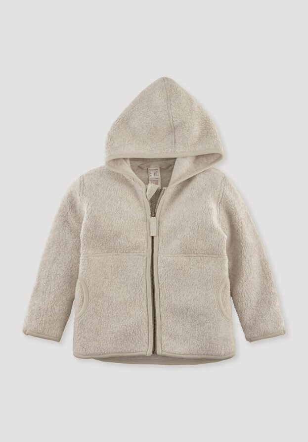 hessnatur Baby Fleece Jacke Regular aus Bio-Baumwolle - beige - Größe 74/80