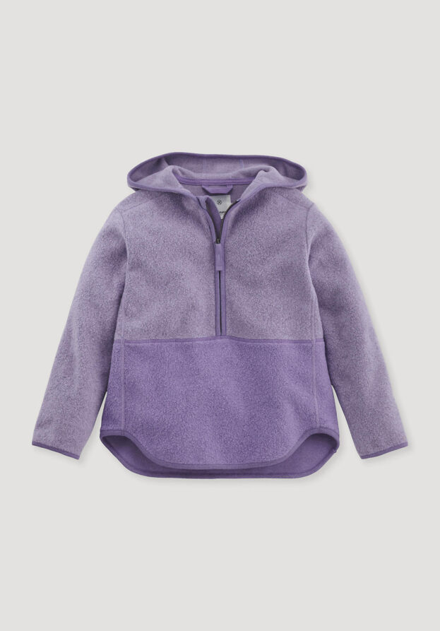hessnatur Kinder Fleece Troyer Regular BETTER RECYCLING aus Bio-Baumwolle - lila - Größe 134/140
