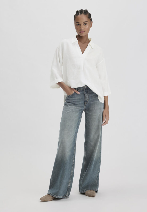 hessnatur Damen Jeans ALVA High Rise Wide Leg aus Bio-Denim - blau - Größe 26/32