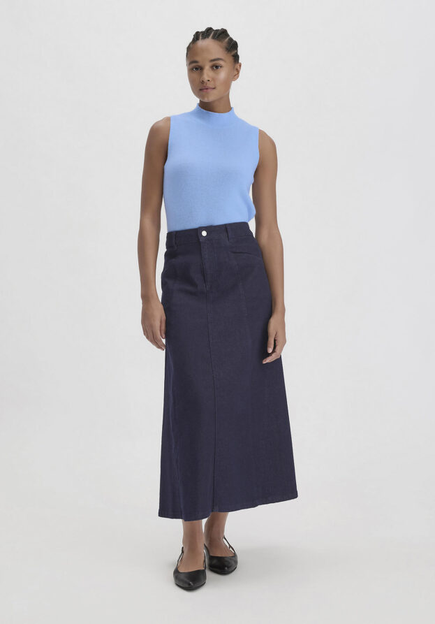 hessnatur Damen Jeans Rock Maxi Relaxed BETTER RECYCLING aus Bio-Denim - blau - Größe 34