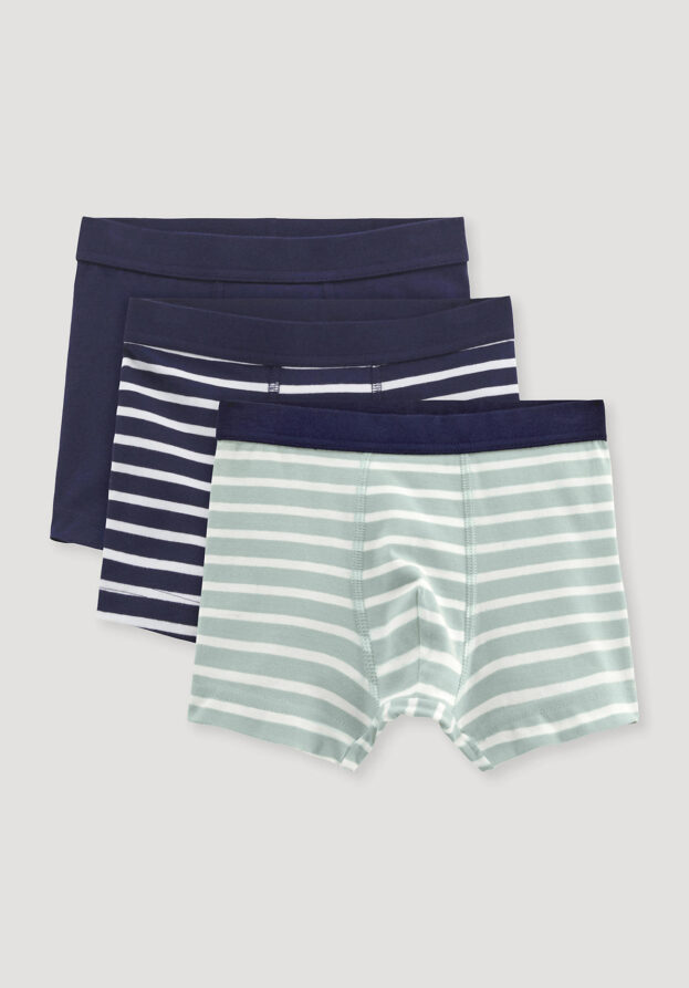 hessnatur Kinder  Jungen Pants Regular Cut 3er-Pack aus Bio-Baumwolle - grün - Größe 134/140