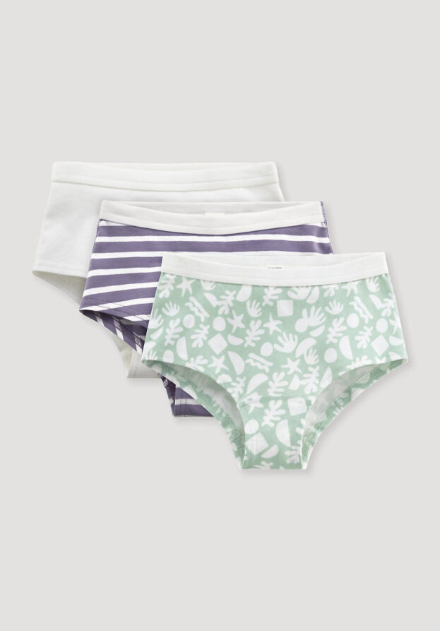 hessnatur Kinder  Mädchen Panty Regular Cut 3er-Pack aus Bio-Baumwolle - lila - Größe 122/128