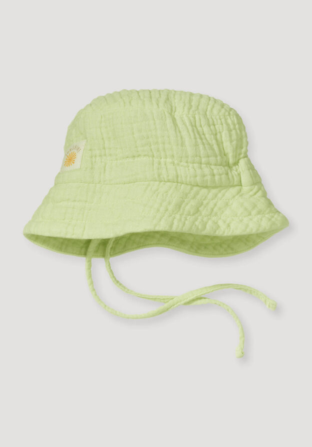 hessnatur Baby Musselin Fischerhut Regular aus Bio-Baumwolle - grün - Größe 45/47