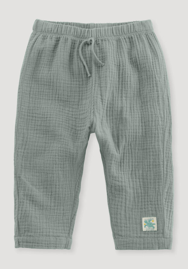 hessnatur Baby Musselin Hose Regular aus Bio-Baumwolle - grün - Größe 86/92