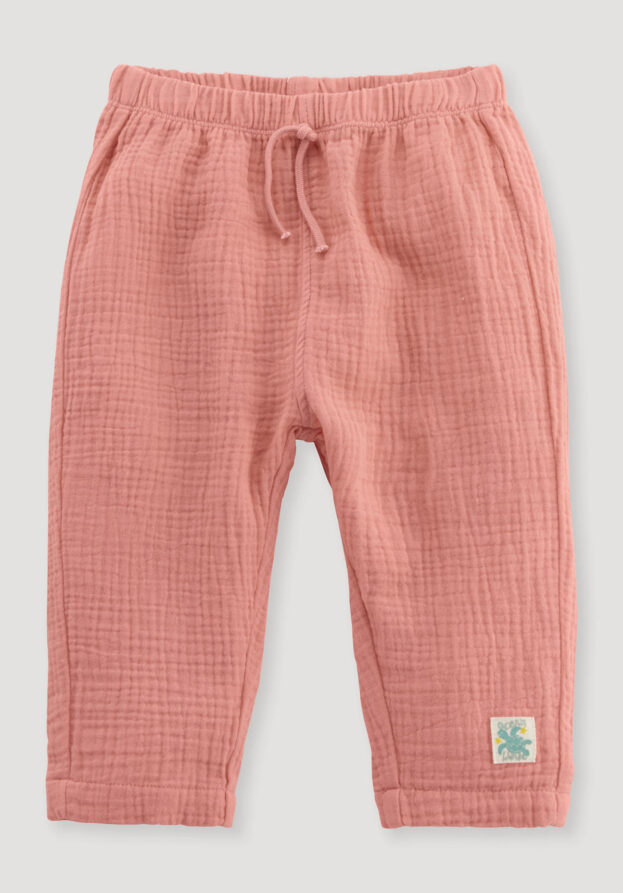 hessnatur Baby Musselin Hose Regular aus Bio-Baumwolle - rosa - Größe 86/92