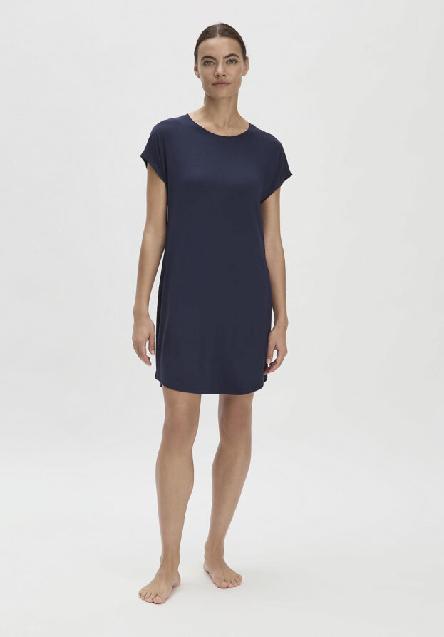 hessnatur Damen Nachthemd Regular PURE FLOW aus TENCEL™ Modal - blau - Größe 42