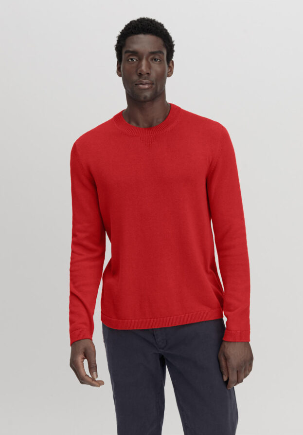 hessnatur Herren Pullover Regular aus Bio-Baumwolle mit Bio-Merinowolle - rot - Größe 56