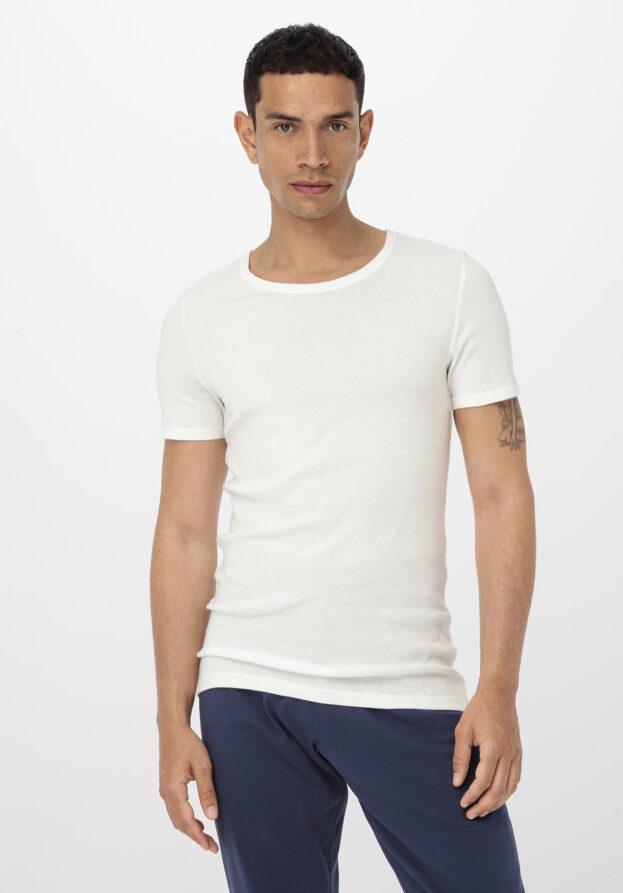 hessnatur Herren T-Shirt Fitted 2er Pack PURE NATURE aus Bio-Baumwolle - weiß - Größe 5 = M