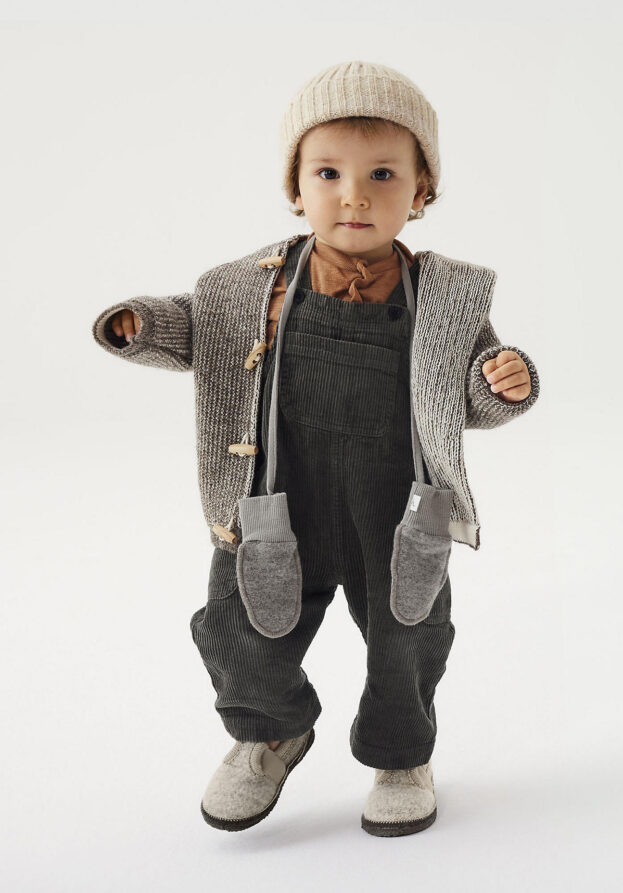 hessnatur Baby Wollfleece Fäustlinge aus Bio-Merinowolle - grau - Größe 62/68