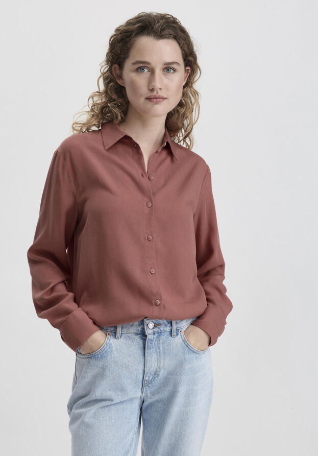 hessnatur Damen Bluse Relaxed aus TENCEL™ Lyocell - braun - Größe 44