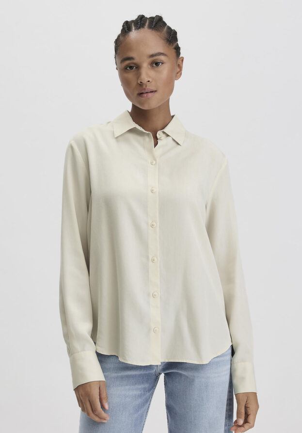 hessnatur Damen Bluse Relaxed aus TENCEL™ Lyocell - beige - Größe 36