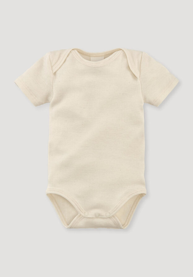 hessnatur Baby Body Kurzarm Slim aus Bio-Baumwolle mit Bio-Merinowolle und Seide - natur - Größe 62/68