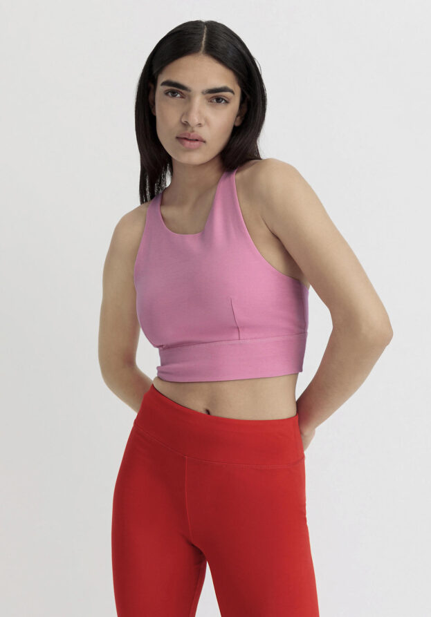hessnatur Loungewear Bustier Fitted Highneck ACTIVE LIGHT aus Bio-Baumwolle - rosa - Größe 44