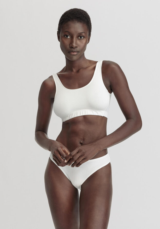 hessnatur Damen Bustier mit Softbund COTTON FEEL aus Bio-Baumwolle - weiß - Größe 36