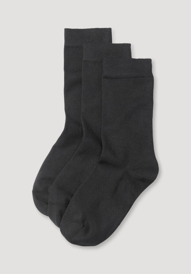 hessnatur Damen-Socken im 3er-Pack aus Bio-Baumwolle - schwarz - Größe 41-43