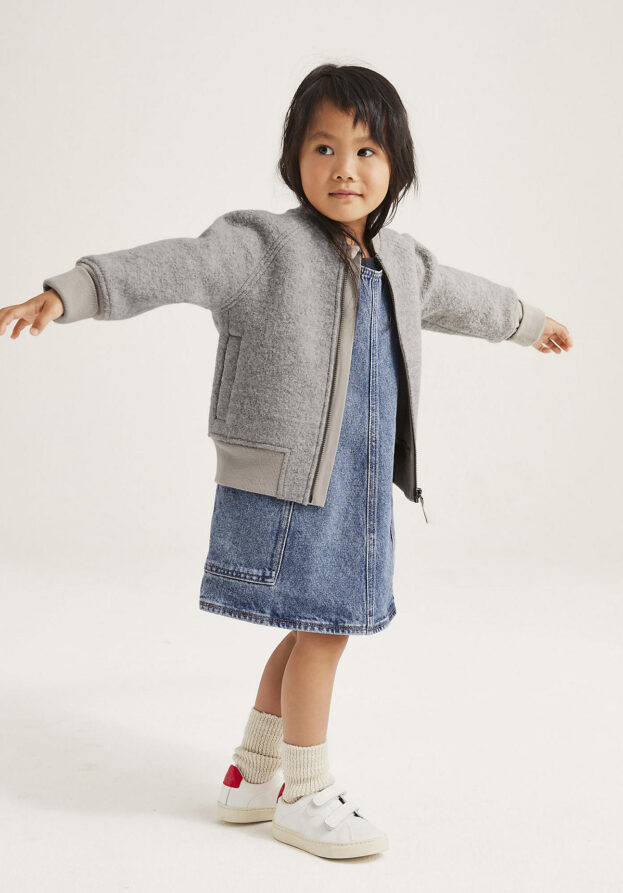 hessnatur Kinder Denim Kleid Regular aus Bio-Baumwolle - blau - Größe 110/116
