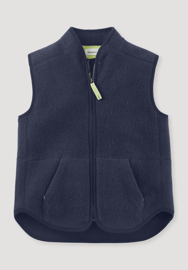 hessnatur Kinder Fleece Weste Regular aus Bio-Baumwolle - blau - Größe 134/140
