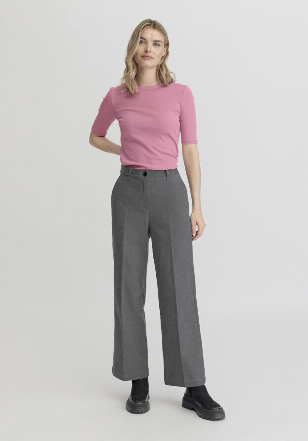 hessnatur Damen Hose Wide Leg Regular aus Bio-Baumwolle - grau - Größe 44