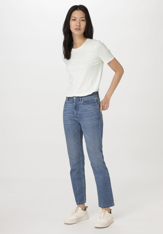 hessnatur Damen Jeans BEA High Rise Straight aus Bio-Denim - blau - Größe 31/30