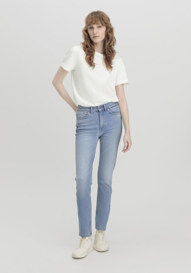 hessnatur Damen Jeans LINN High Rise Slim aus Bio-Denim - blau - Größe 27/32