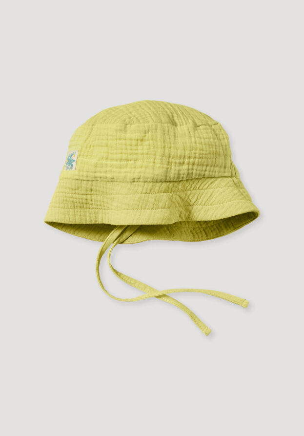 hessnatur Baby Musselin Fischerhut Regular aus Bio-Baumwolle - gelb - Größe 41/43