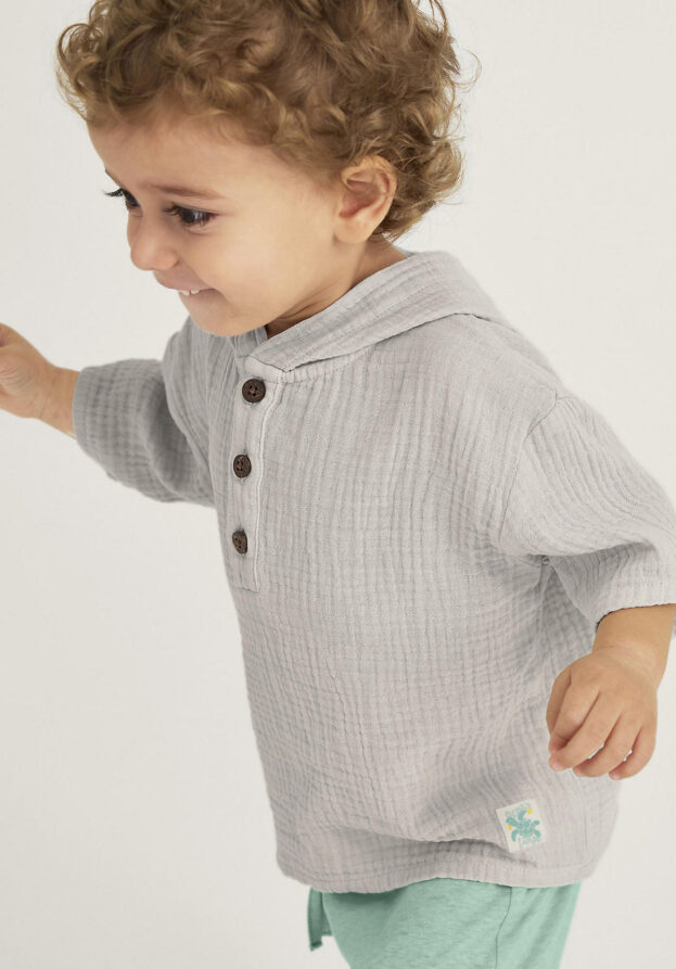 hessnatur Baby Musselin Shirt Regular aus Bio-Baumwolle - beige - Größe 98/104
