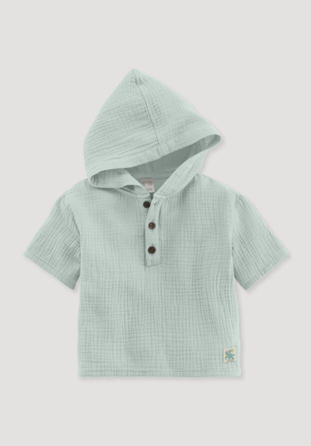 hessnatur Baby Musselin Shirt Regular aus Bio-Baumwolle - grün - Größe 62/68