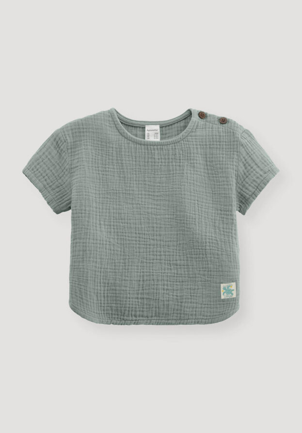 hessnatur Baby Musselin Shirt Regular aus Bio-Baumwolle - grün - Größe 62/68