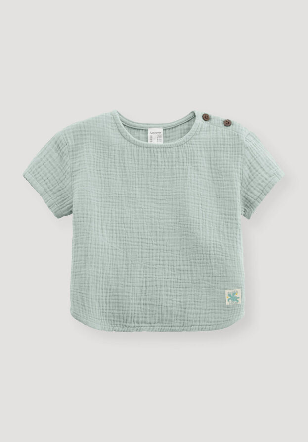 hessnatur Baby Musselin Shirt Regular aus Bio-Baumwolle - grün - Größe 74/80