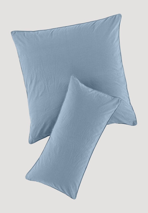 hessnatur Perkal Kissenbezug aus Bio-Baumwolle - blau - Größe 40x80 cm