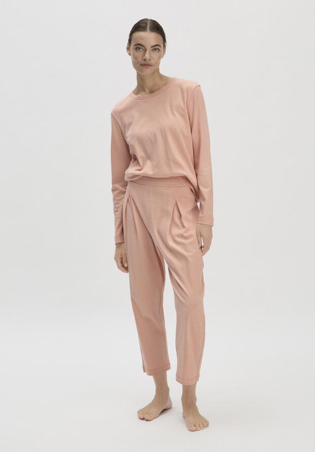 hessnatur Damen Pyjama Regular PURE NATURE aus Bio-Baumwolle - rosa - Größe 48
