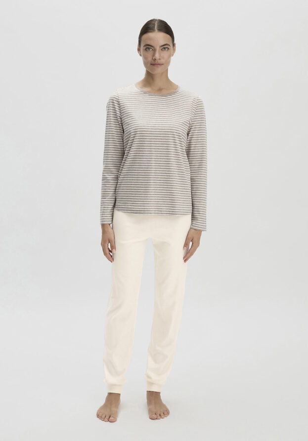 hessnatur Damen Schlafshirt Regular PURE COTTON - beige - Größe 44